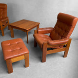 Scandinavian Modern Leather Recliners With Ottomans