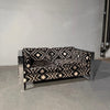 Mid Century Modern Flat Bar Chrome Aztec Velvet Loveseat Sofa