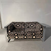 Mid Century Modern Flat Bar Chrome Aztec Velvet Loveseat Sofa