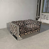 Mid Century Modern Flat Bar Chrome Aztec Velvet Loveseat Sofa