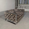 Mid Century Modern Flat Bar Chrome Aztec Velvet Loveseat Sofa