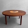 Scandinavian Modern Round Walnut Bird Inlay Coffee Table