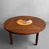 Scandinavian Modern Round Walnut Bird Inlay Coffee Table