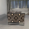 Mid Century Modern Flat Bar Chrome Aztec Velvet Loveseat Sofa