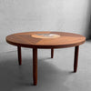 Scandinavian Modern Round Walnut Bird Inlay Coffee Table