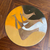 Scandinavian Modern Round Walnut Bird Inlay Coffee Table