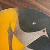 Scandinavian Modern Round Walnut Bird Inlay Coffee Table