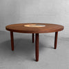Scandinavian Modern Round Walnut Bird Inlay Coffee Table