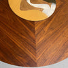 Scandinavian Modern Round Walnut Bird Inlay Coffee Table