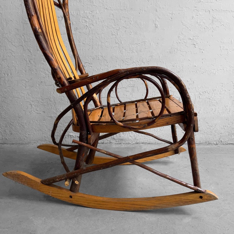 VIntage Rustic Primitive Craftsman Adirondack Twig Rocking Chair ...