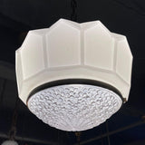 Art Deco Faceted Milk Glass Pendant Light