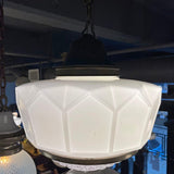 Art Deco Faceted Milk Glass Pendant Light