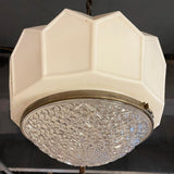 Art Deco Faceted Milk Glass Pendant Light