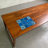 Danish Modern Rosewood Coffee Table With Ceramic Inlay