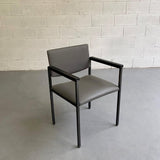 Mid Century Modern Steel Frame Leather Armchair