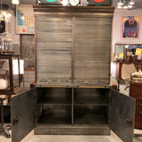 Antique Steel And Brass Roll Top Valuables Safe Display Cabinet
