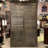 Antique Steel And Brass Roll Top Valuables Safe Display Cabinet