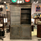 Antique Steel And Brass Roll Top Valuables Safe Display Cabinet
