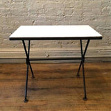 Iron And Milk Glass Side Table