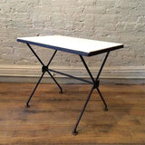 Iron And Milk Glass Side Table