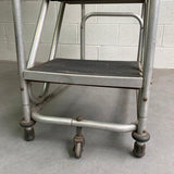 Tall Industrial Machine-Age Rolling Aluminum Ladder