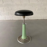 Art Deco Enameled Steel Adjustable Pedestal Dentist Stool By KEM Weber