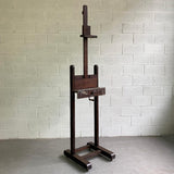 Antique Crank Adjustable Oak Artist Easel