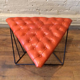 Tufted Leather Geometric Ottoman