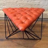 Tufted Leather Geometric Ottoman