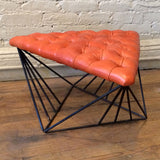 Tufted Leather Geometric Ottoman