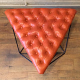 Tufted Leather Geometric Ottoman