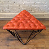 Tufted Leather Geometric Ottoman