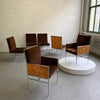 Milo Baughman Chrome And Olive Burl Upholstered Dining Chairs