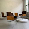 Milo Baughman Chrome And Olive Burl Upholstered Dining Chairs