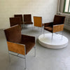 Milo Baughman Chrome And Olive Burl Upholstered Dining Chairs