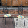 Pair of High Back Wrought Iron Scroll Patio Chairs