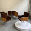 Milo Baughman Chrome And Olive Burl Upholstered Dining Chairs