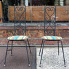 Pair of High Back Wrought Iron Scroll Patio Chairs