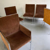 Milo Baughman Chrome And Olive Burl Upholstered Dining Chairs
