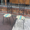 Pair of High Back Wrought Iron Scroll Patio Chairs