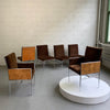 Milo Baughman Chrome And Olive Burl Upholstered Dining Chairs