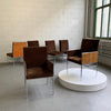 Milo Baughman Chrome And Olive Burl Upholstered Dining Chairs