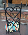 Pair of High Back Wrought Iron Scroll Patio Chairs