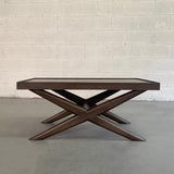 Mid-Century Modern Mahogany X-Base Coffee Table
