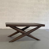 Mid-Century Modern Mahogany X-Base Coffee Table