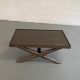 Mid-Century Modern Mahogany X-Base Coffee Table
