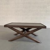 Mid-Century Modern Mahogany X-Base Coffee Table