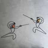 Mid Century Modern Fencer Wall Sculptures By Frederick Weinberg