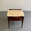 Travertine and Walnut Side Table by Bertha Schaefer