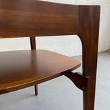 Travertine and Walnut Side Table by Bertha Schaefer